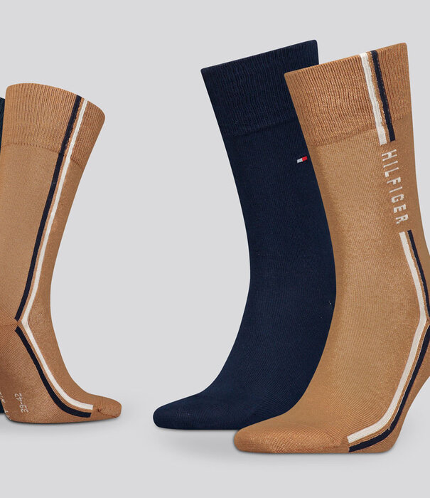 Tommy Hilfiger Socks 2-Pack 397 Global Stripe Brown