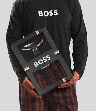 Boss Pyjama 084 Easy Long Set Multi Rood (151)