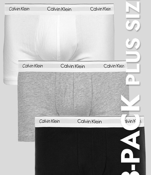 Calvin Klein Trunk 3-Pack NB3377A Plus Size Weiß/Schwarz/Grau