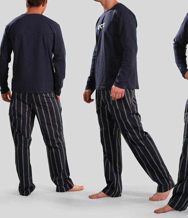 Boss Pyjama 084 Easy Long Set Multi Blauw