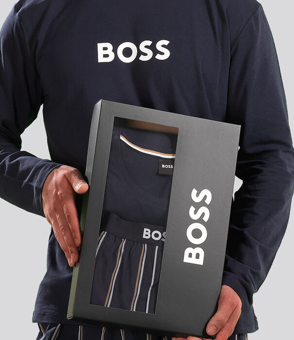 Boss Pyjama 084 Easy Long Set Multi Blauw