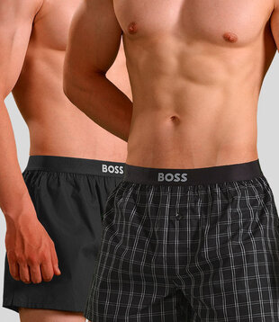 Boss Woven Boxershort 2-Pack 091 Pure Cotton Schwarz