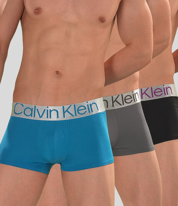 Calvin Klein Low Rise Trunk 3-Pack NB3074A Microfiber Reconsidered Steel Blau