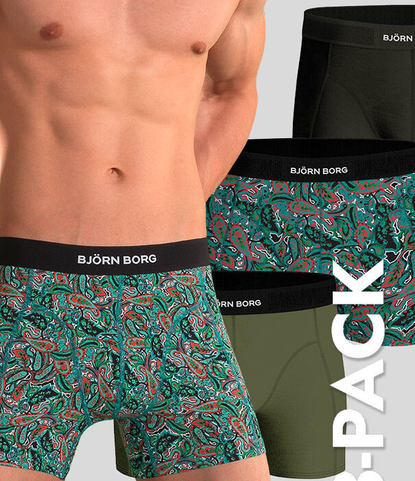 Bjorn Borg Boxershort 3-Pack 886 Premium Cotton Stretch Green