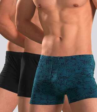 Schiesser Boxershort 3-Pack 216 Organic Cotton Blauw/Zwart