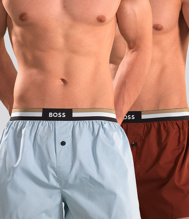 Boss Woven Boxershort 2-Pack 762 Pure Cotton Rood/Blauw