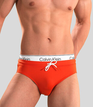 Calvin Klein Swim Slip 959 Double Waistband Red