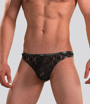 Cut4Men Thong Lace 03 Transparant Zwart (055)