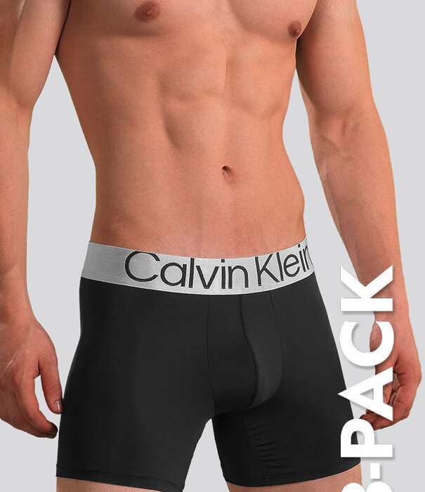 Calvin Klein Boxer Brief 3-Pack NB3075A Microfiber Reconsidered Steel Schwarz