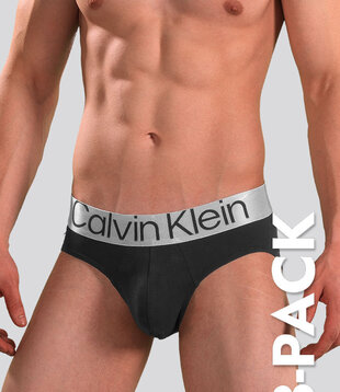 Calvin Klein Hip Brief 3-Pack NB3129A Reconsidered Steel Schwarz