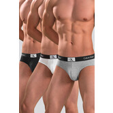Calvin Klein Hip Brief 3-Pack NB3527A 1996 Cotton Stretch Wit/Zwart/Grijs