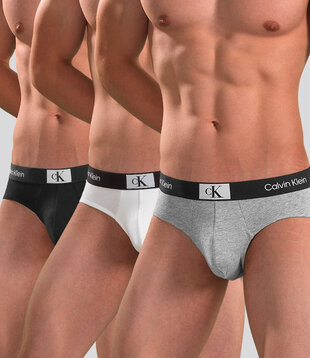 Calvin Klein Hip Brief 3-Pack NB3527A 1996 Cotton Stretch Weiß/Schwarz/Grau