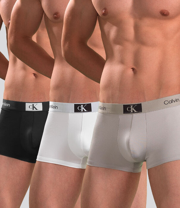 Calvin Klein Low Rise Trunk 3-Pack NB3532A 1996 Microfiber Wit/Zwart/Grijs