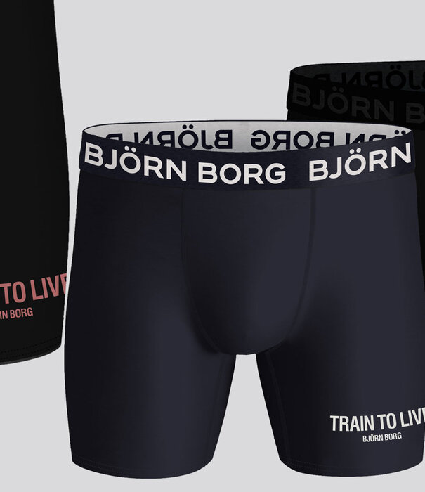 Bjorn Borg Boxershort 2-Pack 651 Performance Blauw/Zwart