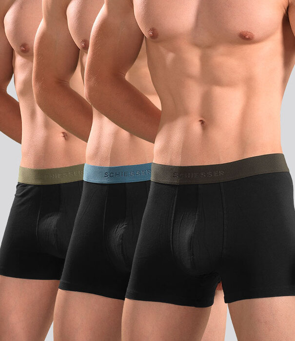 Schiesser Boxershort 3-Pack 194 Organic Cotton Multi Zwart (051)
