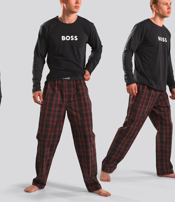 Boss Pyjama 084 Easy Long Set Multi Rood (151)