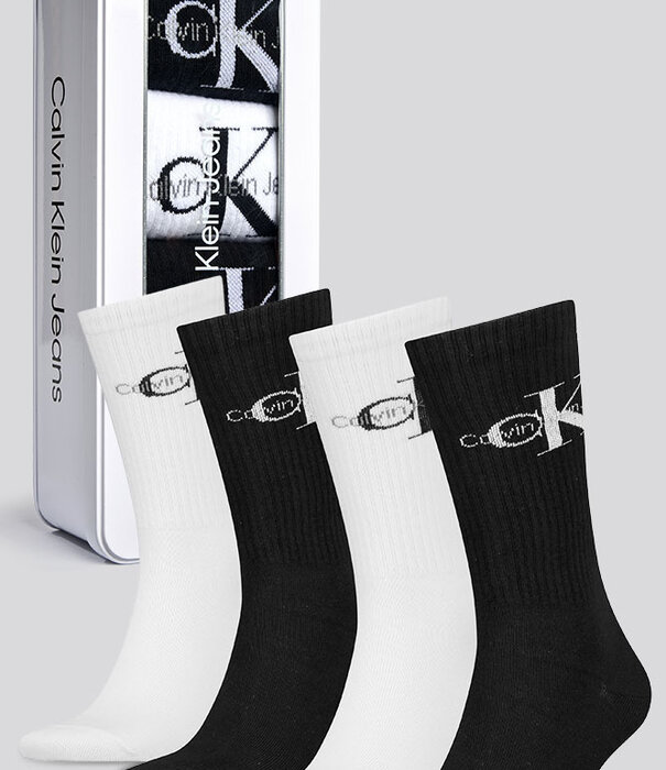 Calvin Klein Socks 4-Pack 125 Giftbox Zwart/Wit