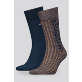 Tommy Hilfiger Socks 2-Pack 900 Slub Mouline Multi Bruin (451)