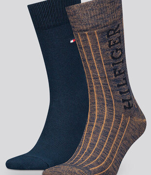 Tommy Hilfiger Socks 2-Pack 900 Slub Mouline Brown
