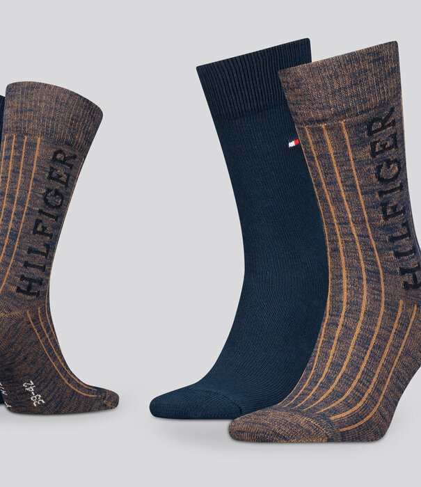 Tommy Hilfiger Socks 2-Pack 900 Slub Mouline Multi Bruin (451)