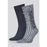Tommy Hilfiger Socks 2-Pack 900 Slub Mouline Multi Blauw