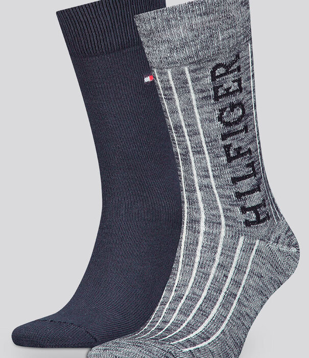 Tommy Hilfiger Socks 2-Pack 900 Slub Mouline Multi Blauw