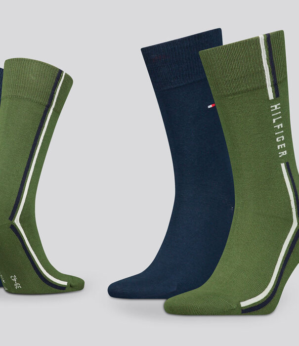 Tommy Hilfiger Socks 2-Pack 397 Global Stripe Grün