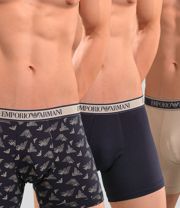 Emporio Armani Boxer 3-Pack 3F717 Stretch Cotton Braun