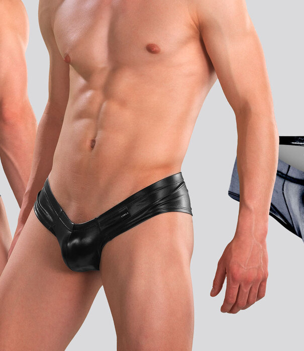 Cut4Men High Cut Cheeky Brief C4M05 Skaï Schwarz