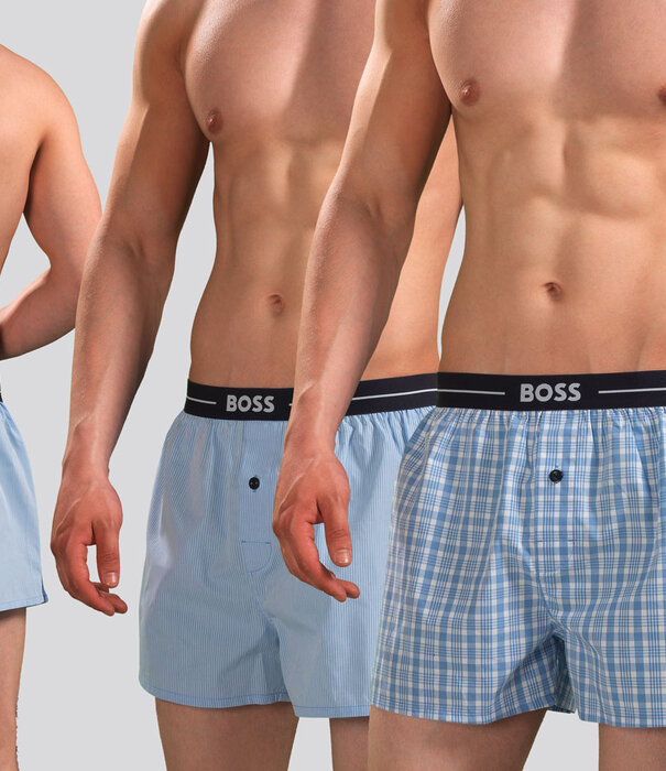 Boss Woven Boxershort 2-Pack 056 Pure Cotton Multi Blauw