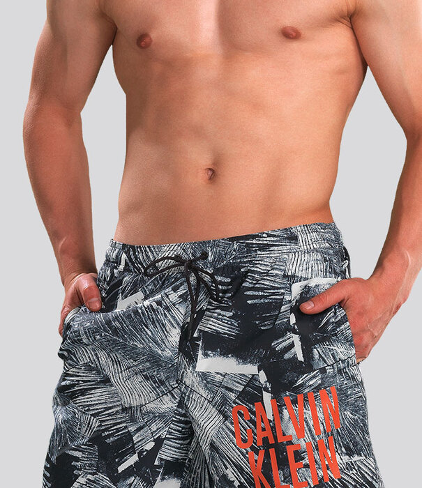 Calvin Klein Swim Short 871 Medium Drawstring Print Multi Zwart (051)