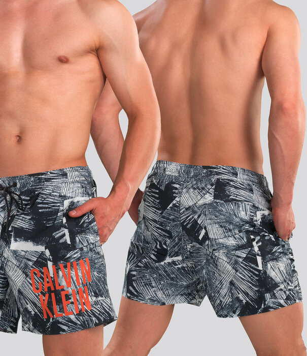 Calvin Klein Swim Short 871 Medium Drawstring Print Multi Zwart (051)