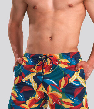 Hom Swim Short 566 Keran Beach Boxer Multi Blauw