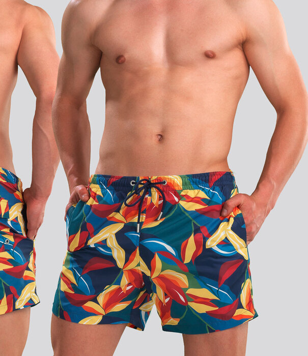 Hom Swim Short 566 Keran Beach Boxer Multi Blauw