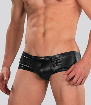Cut4Men Booty Shorts C4M10 Black Leatherette Schwarz