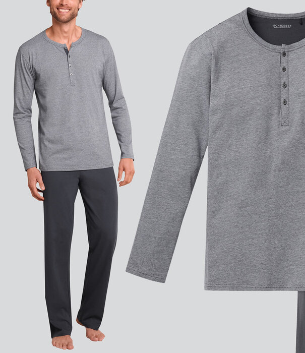 Schiesser Pyjama Long 630 Multi Grijs (301)