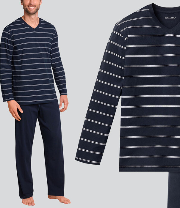 Schiesser Pyjama Long 622 Navy