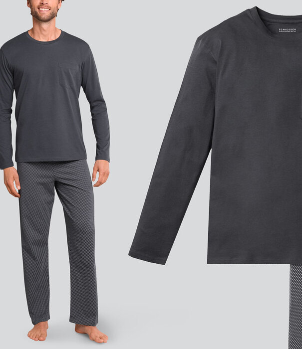 Schiesser Pyjama Long 633 Donker Grijs