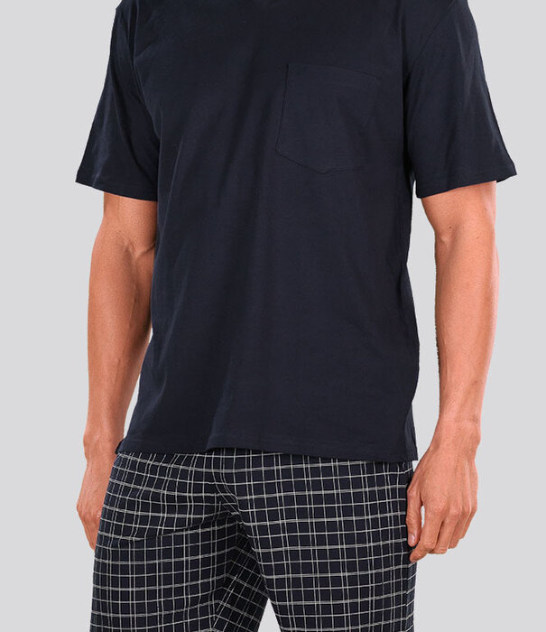 Schiesser Short Pyjama 636 Multi Blauw