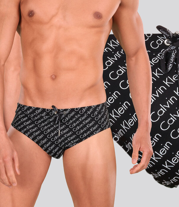 Calvin Klein Print Swim Slip 746 Multi Zwart (051)