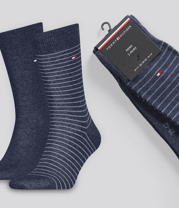 Tommy Hilfiger Small Stripe Socks 2-Pack 496 Donker Grijs