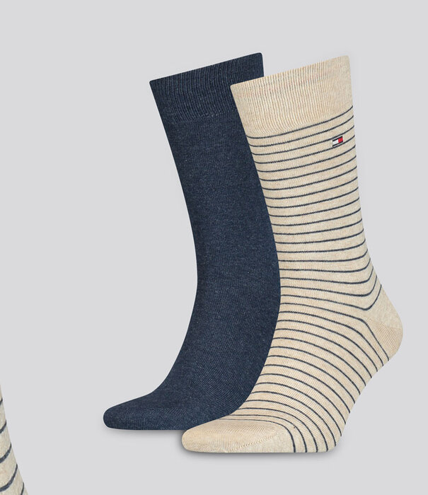 Tommy Hilfiger Small Stripe Socks 2-Pack 496 Dunkel Grau