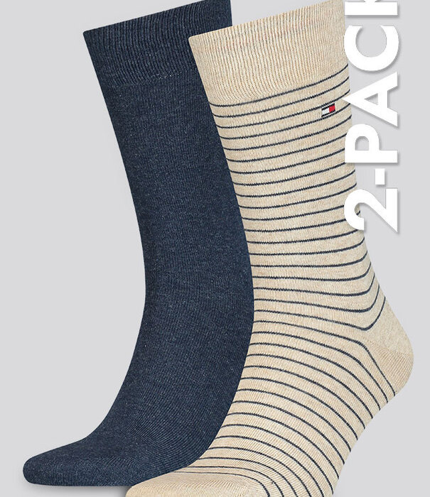 Tommy Hilfiger Small Stripe Socks 2-Pack 496 Dunkel Grau