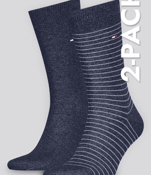 Tommy Hilfiger Small Stripe Socks 2-Pack 496 Dunkel Grau