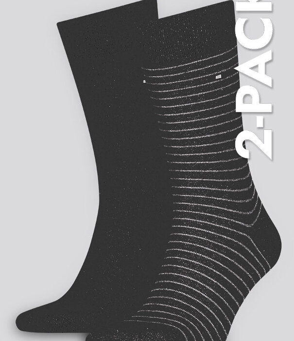 Tommy Hilfiger Small Stripe Socks 2-Pack 496 Schwarz