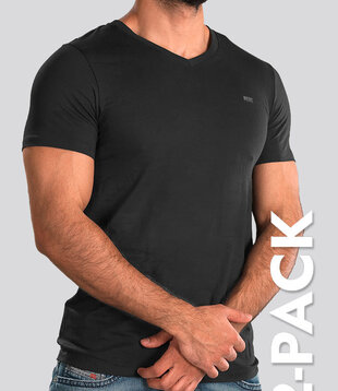 Diesel Michael V-Neck T-Shirt 2-Pack LDAS Zwart
