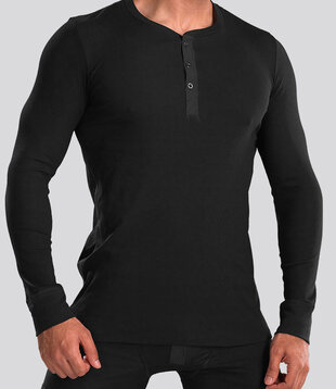 Schiesser Retro Rib Longsleeve Shirt 019 Schwarz