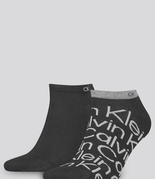 Calvin Klein All Over Print Sneaker Socks 2-Pack 714 Zwart