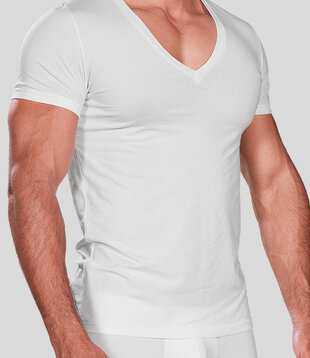 Hom Supreme Cotton V Neck T-Shirt 331 Wit