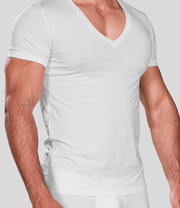 Hom Supreme Cotton V Neck T-Shirt 331 White